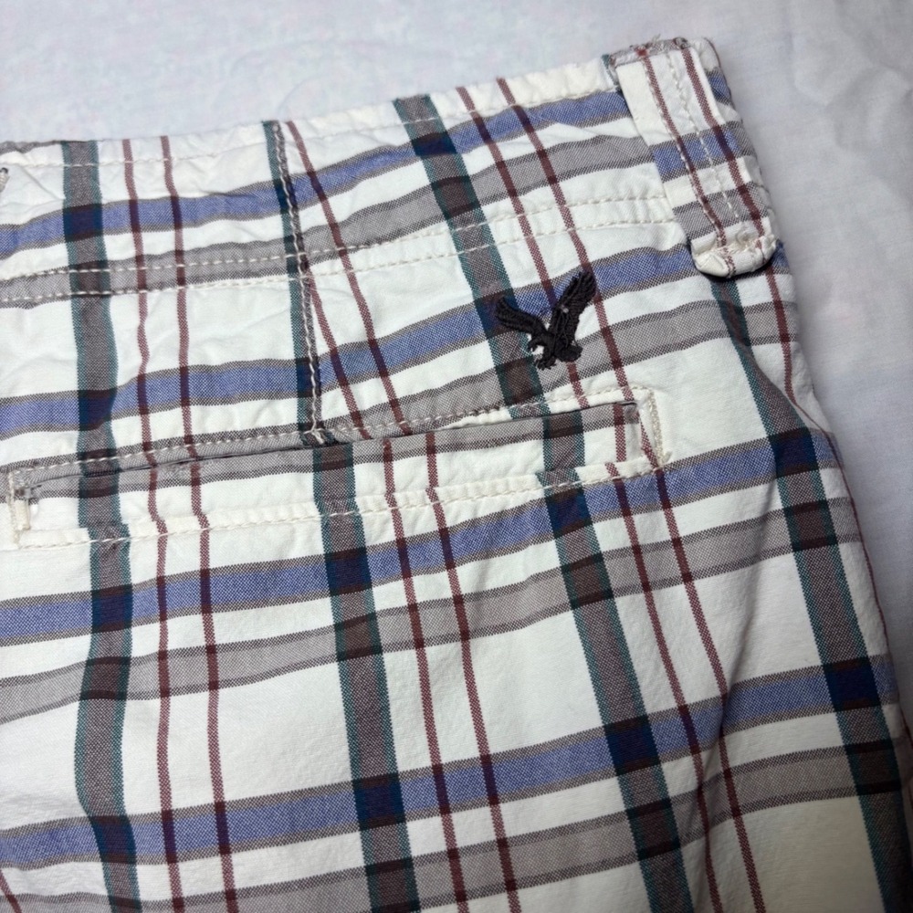 American Eagle Outfitters Mens Plaid Shorts‎ Blue Brown Longer Length Size 32 - Picture 4 of 9